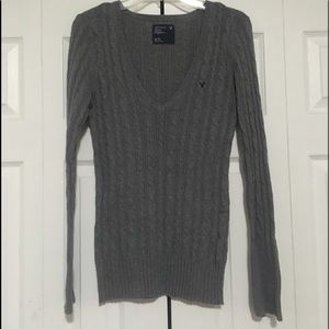 XL Gray Cable Knit Sweater